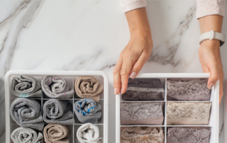 photo of a boomer over 60 organizing, downsizing and decluttering