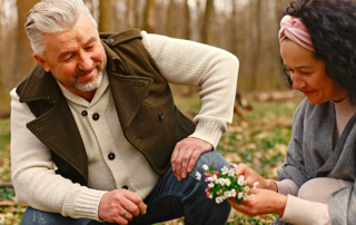 A couple outside inspired by a flower to declutter this fall