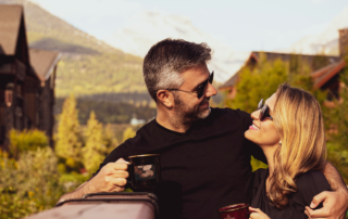 A couple outdoors agreeing to declutter this Fall