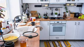 An image of a cluttered kitchen.