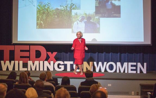 Rita Wilkins on stage for TEDx Wilmington.