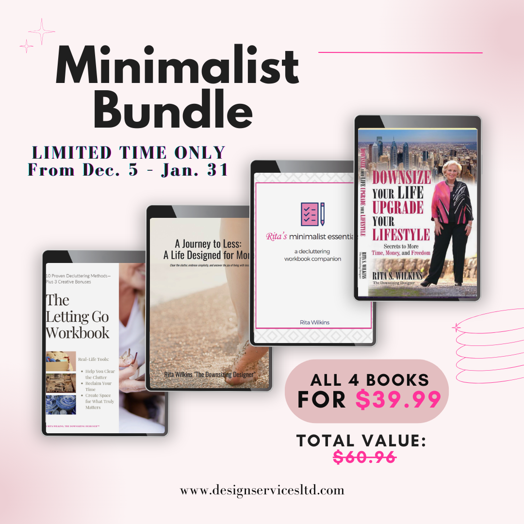 New minimalist bundle thumbnail showing all the four books included in this bundle and reflecting new price of 39.99 US dollars.